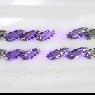 7.31 Ct Natural Purple Amethyst Pear Cut Set: Weight - 7.31 Ct / Size - 7.0x5.0 - 7.2x5.2 mm / 10 Pc's / Shape - Pear Cut / Color - Purple / Clarity - VVS / Origin -Brazil / Treatment - Heated