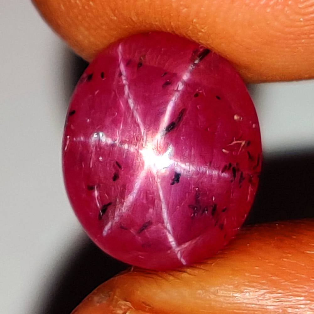 5.47 Ct Natural Six Line Star Ruby Oval Cab