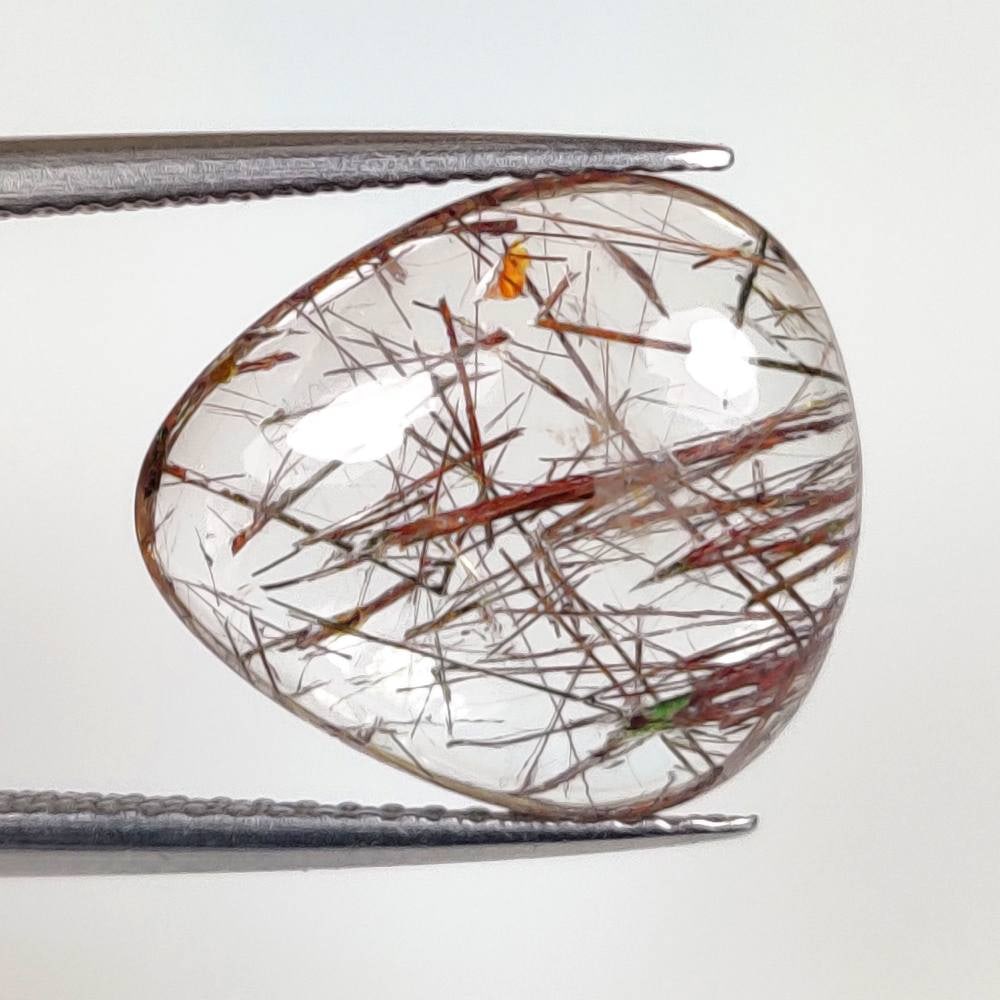 6.33 Ct Natural Brown Hair Rutile Quartz Pear Cab: Weight - 6.33 Ct / Size - 14.30 x 12.80 x 5.00 mm / Shape - Pear Cabochon / Color - Brown / Clarity - Transparent / Origin - Norway / Treatment - None