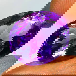 13.12 Ct Natural Purple Amethyst Oval Cut: Weight - 13.12 Ct / Size - 16.70 x 14.10 x 10.20 mm / Shape - Oval Cut / Color - Purple / Clarity - VVS / Origin - Brazil / Treatment - Heated