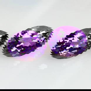 5.08 Ct Natural Purple Amethyst Oval Cut Pair: Weight - 5.08 Ct / Size - 9.90 x 8.00 x 6.00 mm / 2 Pc's / Shape - Oval Cut / Color - Purple / Clarity - VVS / Origin - Brazil / Treatment - Heated