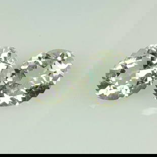 2.63 Ct Natural Green Amethyst Round Cut Pair: Weight - 2.63 Ct / Dimensions - 7.00 x 7.00 x 4.80 mm / 2 Pc's / Shape - Round Cut / Color - Green / Clarity - VVS / Origin - Brazil / Comments - Heated