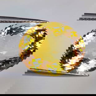 9.23 Ct Natural Yellow Citrine Oval Cut: Weight - 9.23 Ct / Dimensions - 15.60 x 12.70 x 8.30 mm / Shape & Cut - Oval Cut / Color - Yellow / Clarity - VVS / Origin - Brazil / Comments - Heated