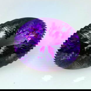12.86 Ct Natural Purple Amethyst Oval Cut: Weight - 12.86 Ct / Dimensions - 16.70 x 13.70 x 10.60 mm / Shape - Oval Cut / Color - Purple / Clarity - VVS / Origin -Brazil / Treatment - Heated