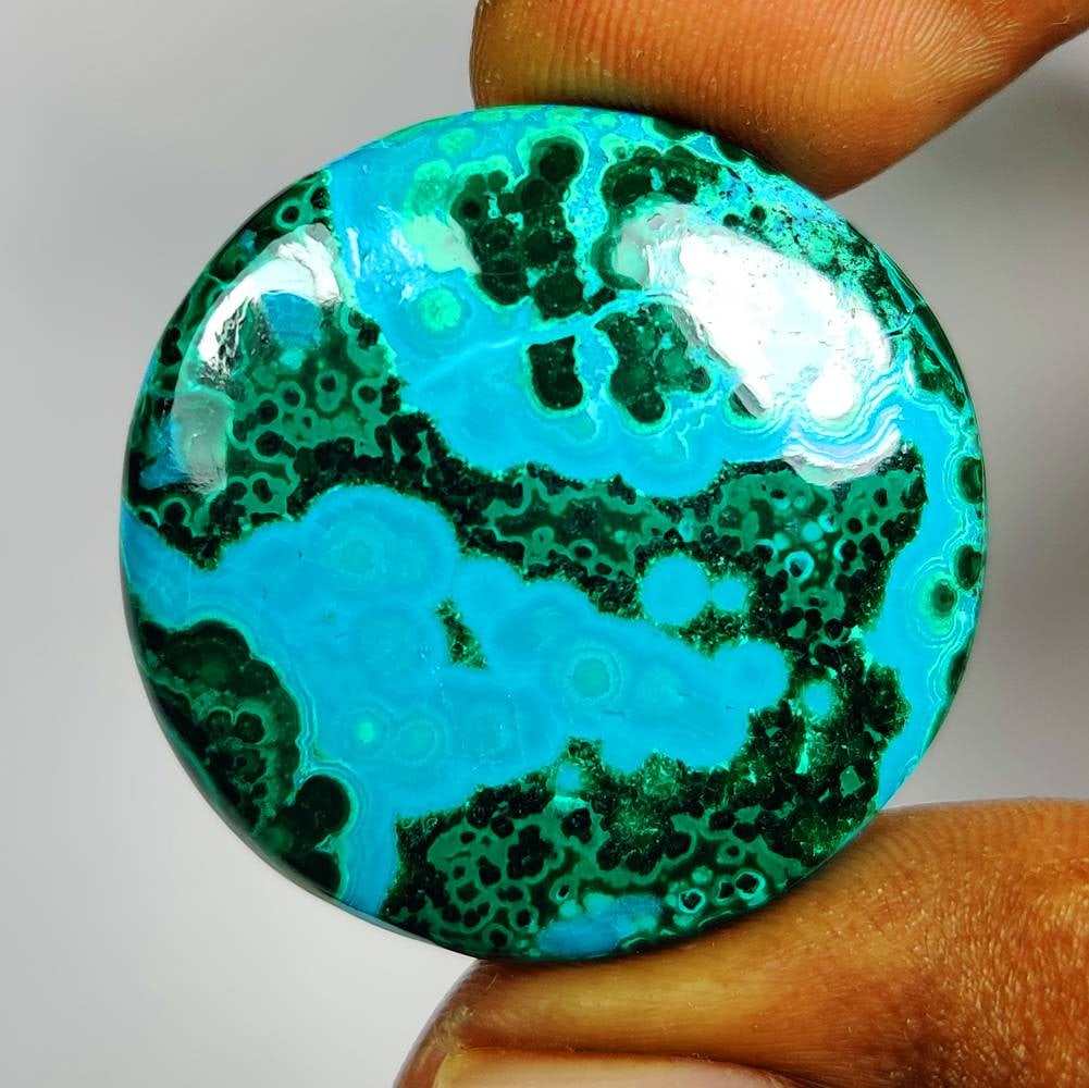 63.88 Ct Natural Azurmalachite Round Cab (1 of 2)