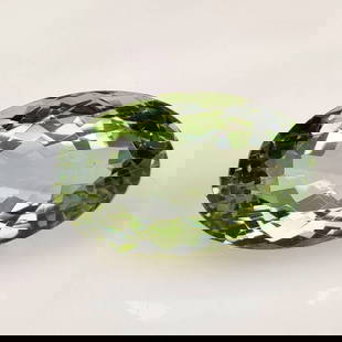 22.58 Ct Natural Green Amethyst Oval Cut: Weight - 22.58 Ct / Dimensions - 23.00 x 13.80 x 11.60 mm / Shape - Oval Cut / Color - Green / Clarity - VVS / Origin - Brazil / Treatment - Heated