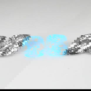 3.86 Ct Natural Blue Zircon Cushion Cut Pair: Weight - 3.86 Ct / Dimensions - 6.40 x 6.40 x 4.20 mm / 2 Pc's / Shape - Cushion Cut / Color - Blue / Clarity - VVS / Origin - Cambodia / Treatment - Gentle Heat