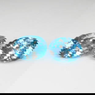 5.35 Ct Natural Blue Zircon Oval Cut Pair: Weight - 5.35 Ct / Dimensions - 9.00 x 6.90 x 4.30 mm / 2 Pc's / Shape - Oval Cut / Color - Blue / Clarity - VVS / Origin - Cambodia / Treatment - Gentle Heat