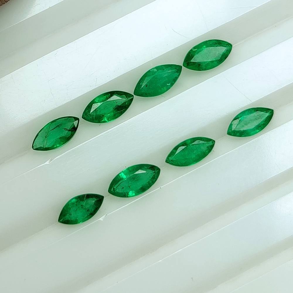 2.62 Ct Natural Zambian Green Emerald Marquise Cut Set (1 of 3)