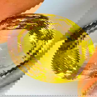 24.56 Ct Natural Yellow Citrine Oval Cut: Weight - 24.56 Ct / Dimensions - 23.00 x 16.80 x 10.90 mm / Shape -Oval Cut / Color - Yellow / Clarity - VVS / Origin - Brazil / Treatment - Heated