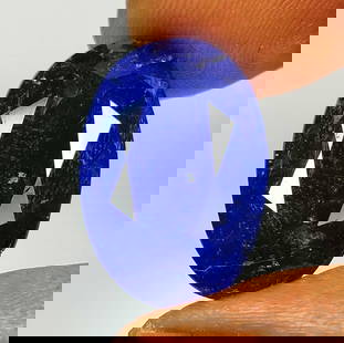 19.18 Ct Natural Tanzanite Oval Cut: Weight : 19.18 Ct / Dimensions : 20.10 x 13.60 x 10.40 mm / Shape : Oval Cut / Color : Purplish Blue / Clarity : Transparent / Treatment : Heated