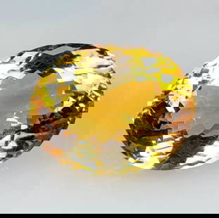 15.20 Ct Natural Yellow Citrine Oval Cut: Weight - 15.20 Ct / Dimensions - 17.70 x 14.50 x 10.00 mm / Shape -Oval Cut / Color - Yellow / Clarity - VVS / Origin - Brazil / Treatment - Heated