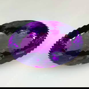 65.22 Ct Natural Purple Amethyst Oval Cut: Weight - 65.22 Ct / Dimensions - 35.00 x 23.00 x 15.70 mm / Shape - Oval Cut / Color - Purple / Clarity - VVS / Origin -Brazil / Treatment - Heated