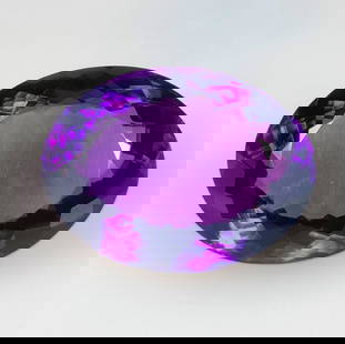 28.28 Ct Natural Purple Amethyst Oval Cut: Weight - 28.28 Ct / Dimensions - 26.00 x 17.90 x 10.90 mm / Shape - Oval Cut / Color - Purple / Clarity - VVS / Origin -Brazil / Treatment - Heated