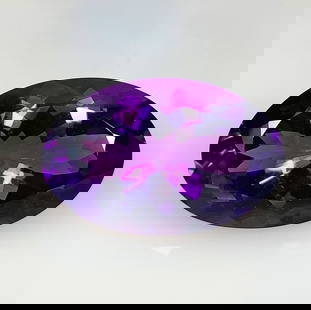 24.63 Ct Natural Purple Amethyst Oval Cut: Weight - 24.63 Ct / Dimensions - 26.00 x 16.20 x 11.40 mm / Shape - Oval Cut / Color - Purple / Clarity - VVS / Origin -Brazil / Treatment - Heated