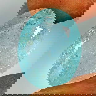 16.36 Ct Natural Aquamarine  Oval Cut: Weight - 16.36 Ct / Dimensions - 19.50 x 15.50 x 8.50 mm / Shape - OVal Cut / Color - Green / Clarity - Transparent / Origin -India / Treatment - None