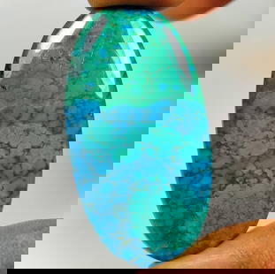 52.81 Ct Natural Chrysocolla "Bold Scale" Oval Cab: weight - 52.81 Ct / Dimensions - 45.00 x 24.00 x 5.30 mm / Shape - Excellent Oval Cab / Origin - Brazil / Treatment - None