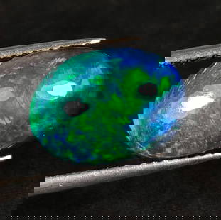 4.35 Ct Natural Black Flashing Fire Opal Oval Cab: Weight - 4.35 Ct / Dimensions - 12.80 x 9.40 x 6.90 mm / Shape - Oval Cab / Color - Black / Clarity - Translucent / Origin - Ethiopia / Treatment - Color Smoked