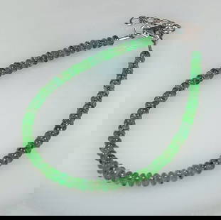 15.18 Ct 925 Silver Natural Zambian Green Emerald Round Beads Brcaelet Ready Wear: Weight - 15.18 Ct / Dimensions - 3.00 - 3.50 mm / 81 Pc's / 7.5" inches / Shape - Round Beads / Color - Green / Clarity - SI / Origin - Zambia / Treatment - Natural Emeralds are commonly enhanced