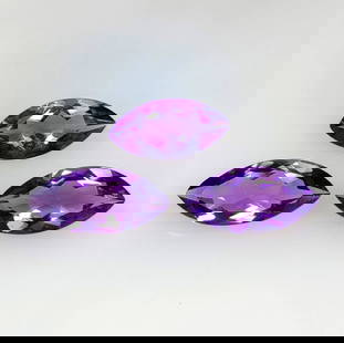 7.39 Ct Natural Purple Amethyst Marquise Cut Set: Weight - 7.39 Ct / Dimensions - 13.8x7.0 - 15.3x7.4 mm / 3 Pc's / Shape - Marquise Cut / Color - Purple / Clarity - VVS / Origin -Brazil / Treatment - Heated