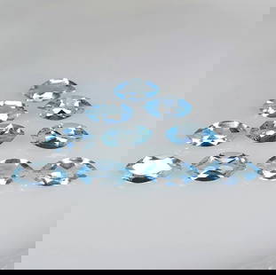 12.08 Ct Natural Stunning Blue Topaz Marquise Cut Set: Weight - 12.08 Ct / Dimensions - 9.8x4.9 - 10.1x5.2 mm / 10 Pc's / Shape - Marquise Cut / Color - Blue / Clarity - VVS / Origin - Brazil / Treatment - Irradiated