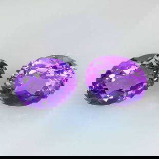 7.98 Ct Natural Purple Amethyst Oval Cut Pair: Weight - 7.98 Ct / Dimensions - 11.10 x 9.10 x 6.60 mm / 2 Pc's / Shape - Oval Cut / Color - Purple / Clarity - VVS / Origin -Brazil / Treatment - Heated