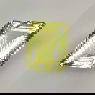 CERTIFIED 24.18 Ct Natural Lemon Quartz Emerald Cut: Weight - 24.18 Ct / Dimensions - 18.60 x 15.40 x 11.40 mm / Top Quality Luster / Excellent Emerald Cut / Origin - Brazil / Comments - Heated
