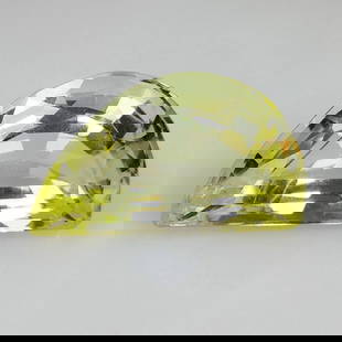 22.78 Ct Natural Lemon Quartz Fancy Half Moon Cut: Weight - 22.78 Ct / Dimensions - 25.00 x 14.30 x 11.00 mm / Top Quality Luster / Excellent Fancy Cut / Origin - Brazil / Treatment - None