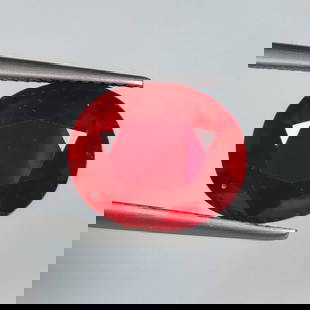 7.48 Ct Natural Pinkish Red Ruby Oval Cut: Weight - 7.48 Ct / Dimensions - 13.20 x 10.90 x 6.00 mm / Shape - Oval Cut / Color - Pinkish Red / Clarity - SI / Origin - Mozambique / Treatment - Color Enhanced by Glass Filling