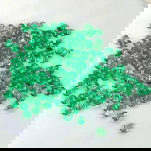 10.20 Ct Natural Zambian Green Emerald Round Cut Lot: Weight - 10.20 Ct / Dimensions - 2.50 - 2.80 mm / 166 Pc's / Shape - Round Cut / Color - Green / Clarity - SI / Origin - Zambia / Treatment - Natural Emeralds are commonly enhanced by oil