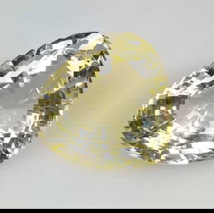 CERTIFIED 27.00 Ct Natural Lemon Quartz Pear Cut: Weight - 27.00 Ct / Dimensions - 22.00 x 20.50 x 12.00 mm / Top Quality Luster / Excellent Pear Cut / Origin - Brazil / Comments - Heated