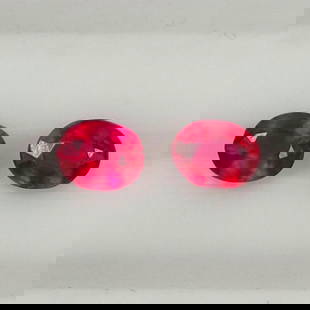 1.10 Ct Natural Pinkish Red Ruby Oval Cut Pair: Weight - 1.10 Ct / Dimensions - 5.20 x 4.20 x 3.00 mm / 2 Pc's / Shape - Oval Cut / Color - Pinkish Red / Clarity - SI / Origin - Mozambique / Treatment - Color Enhanced by Glass Filling