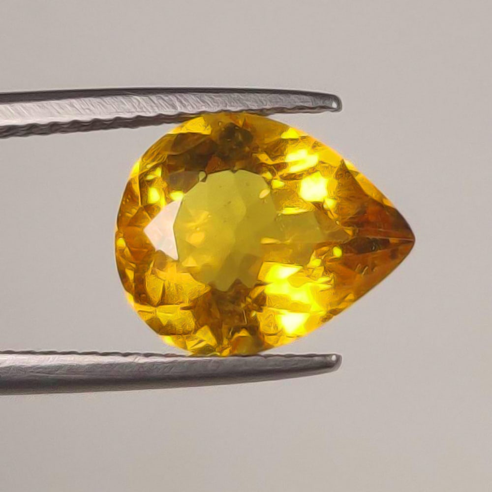 3.78 Ct Natural Yellow Beryl Pear Cut: Weight - 3.78 Ct / Dimensions - 12.00 x 10.00 x 6.50 mm / Shape - Pear Cut / Clarity - VVS / Origin - Brazil / Treatment - None