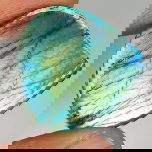 42.68 Ct Natural Labradorite Pear Cab: Weight - 42.68 Ct / Size - 29.00 x 28.00 x 6.80 mm / Shape - Excellent Pear Cab / Clarity - Opaque / Origin - Africa / Treatment - None