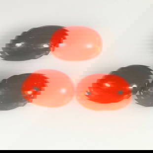 2.80 Ct Natural Red Oval Cab Set: Weight - 2.80 Ct / Size - 6.9x5.0 - 7.1x5.1 mm / 3 Pc's / Shape - Oval Cabochon / Color - Red / Clarity - Opaque / Origin - Italy / Treatment - None
