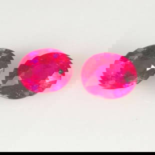 1.33 Ct Natural Pinkish Red Ruby Oval Cut Pair: Weight - 1.33 Ct / Size - 5.50 x 4.50 x 3.10 mm / 2 Pc's / Shape - Oval Cut / Color - Pinkish Red / Clarity - SI / Origin - Mozambique / Treatment - Color Enhanced By Glass Filling