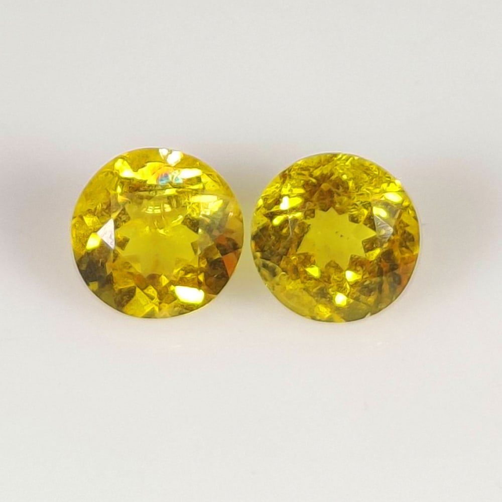 2.00 Ct Natural Yellow Beryl Round Cut Pair: Weight - 2.00 Ct / Size - 6.40 x 6.50 x 4.20 mm / 2 Pc's / Shape - Round Cut / Clarity - VVS / Origin - Brazil / Treatment - None
