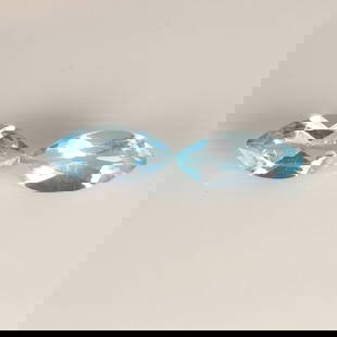 2.41 Ct Natural Blue Topaz Marquise Cut Pair: Weight - 2.41 Ct / Dimensions - 10.00 x 4.80 x 3.50 mm / 2 Pc's / Shape & Cut - Marquise Cut / Color - Blue / Transparency - VVS / Origin - Brazil / Comments - Irradiated