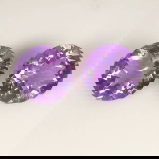 5.70 Ct Natural Purple Amethyst Round Cut Pair: Weight - 5.70 Ct / Size - 10.00 x 10.00 x 5.70 mm / 2 Pc's / Shape - Round Faceted Cut / Color - Purple / Clarity - VVS / Origin - Brazil / Treatment - Heated
