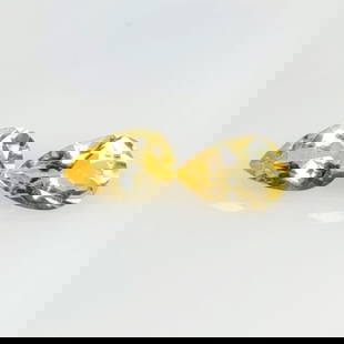 2.43 Ct Natural Yellow Citrine Pear Cut Pair: Weight - 2.43 Ct / Dimensions - 9.30 x 6.10 x 4.40 mm / 2 Pc's / Shape - Pear Cut / Color - Yellow / Clarity - VVS / Origin - Brazil / Treatment - Heated
