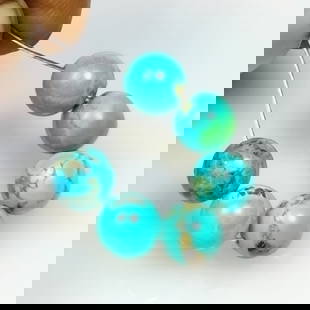 12.35 Ct Natural Blue Turquoise Round Ball Beads: Weight - 12.35 Ct / Dimensions - 6.80 - 7.00 mm / 6 Pc's / Good Color / Drilled Round ball Beads- Ready for Jewellery Setting / Origin - Arizona / Treatment - None