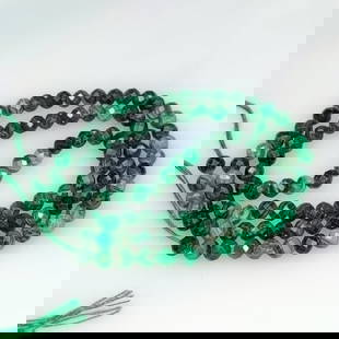 35.00 Ct Natural Green Malachite Round Cut Beads: Weight - 35.00 Ct / Dimensions - 3.40 - 3.60 mm / 98 P'cs / Shape - Round Beads / Color - Green / Transparency - Semi-Translucent / Origin - Russia / Treatment - None