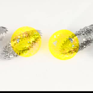 2.28 Ct Natural Yellow Beryl Round Cut Pair: Weight - 2.28 Ct / Dimensions - 6.40 x 6.40 x 4.70 mm / 2 Pc's / Top Class Quality / Round Cut / Origin - Brazil / Comments - Heated