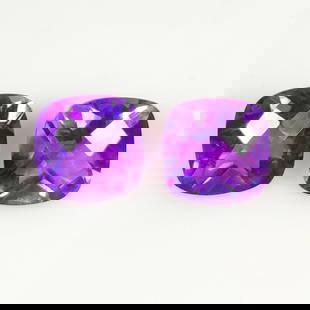 4.17 Ct Natural Purple Amethyst Cushion Cut Pair: Weight - 4.17 Ct / Dimensions - 8.20 x 8.20 x 5.50 mm / 2 Pc's / Shape - Cushion Cut / Color - Purple / Clarity - VVS / Origin - Brazil / Treatment - Heated