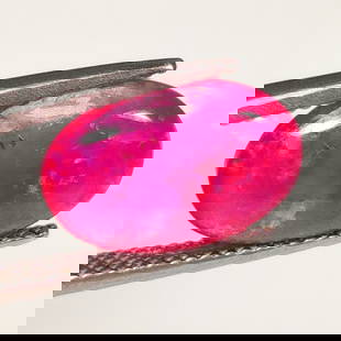 8.59 Ct Natural Pinkish Red Ruby Oval Cab: Weight - 8.59 Ct / Dimensions -14.30 x 10.00 x 5.50 mm / Shape - Oval Cab / Color - Pinkish Red / Clarity - SI / Origin - Mozambique / Treatment - Color Enhanced by Glass Filling