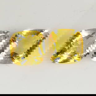1.77 Ct Natural Citrine Cushion Cut Pair: Weight - 1.77 Ct / Size -6.30 x 6.20 x 3.60 mm / 2 Pc's / Shape - Cushion Cut / Color - Yellow / Clarity - VVS / Origin - Brazil / Treatment - Heated