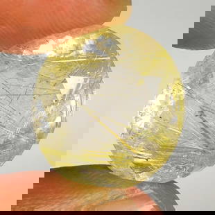 14.54 Ct Natural Golden Rutile Quartz Oval Cut: Weight - 14.54 Ct / Size - 17.40 x 15.80 x 9.00 mm / Shape - Oval Cut/ Clarity - Transparent / Origin - Norway / Treatment - None