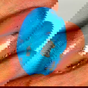 27.44 Ct Natural Blue Turquoise Oval cab: Weight - 27.44 Ct / Dimensions - 24.00 x 16.50 x 10.00 mm / Good Color / Oval Cab - Ready for Jewellery Setting / Origin - Arizona / Treatment - None