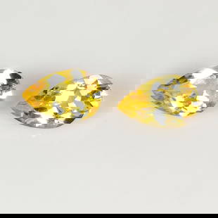 2.31 Ct Natural Yellow Citrine Pear Cut Pair: Weight - 2.31 Ct / Size - 9.10 x 6.10 x 4.00 mm / 2 Pc's / Shape - Pear Cut / Color - Yellow / Clarity - VVS / Origin - Brazil / Treatment - Heated