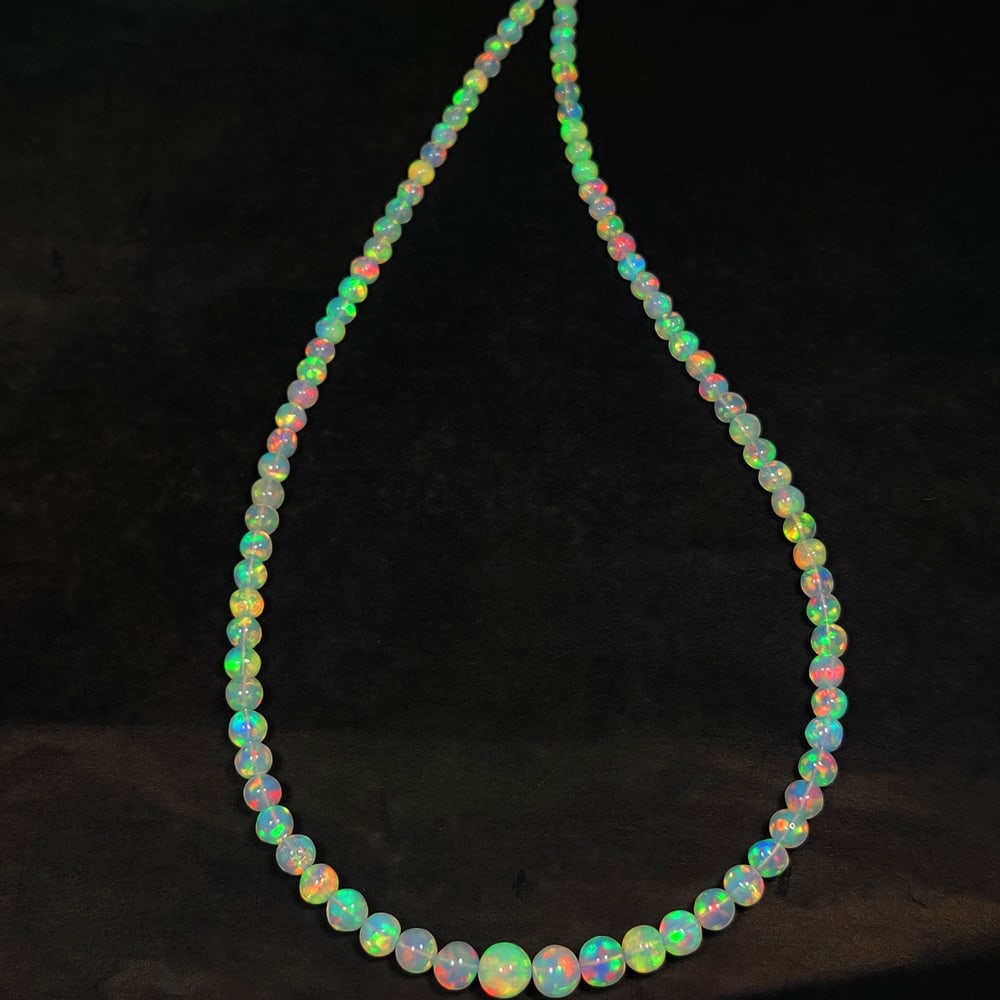 44.94 Ct Natural Multicolor Welo Fire Opal 16" Round Ball Beads